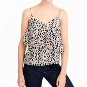 J. Crew Silk Ruffle Cami Size 10 Leopard Print Top